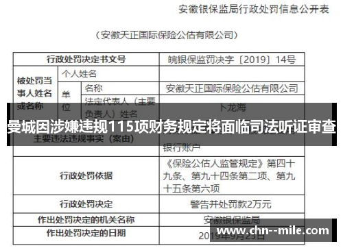 曼城因涉嫌违规115项财务规定将面临司法听证审查 曼城因涉嫌违规115项财务规定将面临司法听证审查
