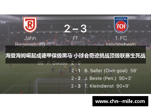 海登海姆崛起成德甲保级黑马 小球会奇迹挑战顶级联赛生死战 海登海姆崛起成德甲保级黑马 小球会奇迹挑战顶级联赛生死战
